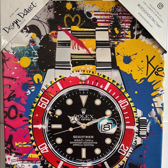 Design District Art Painted Canvas Watch Designer Wall Decor Picture New - Picture 2 of 6
